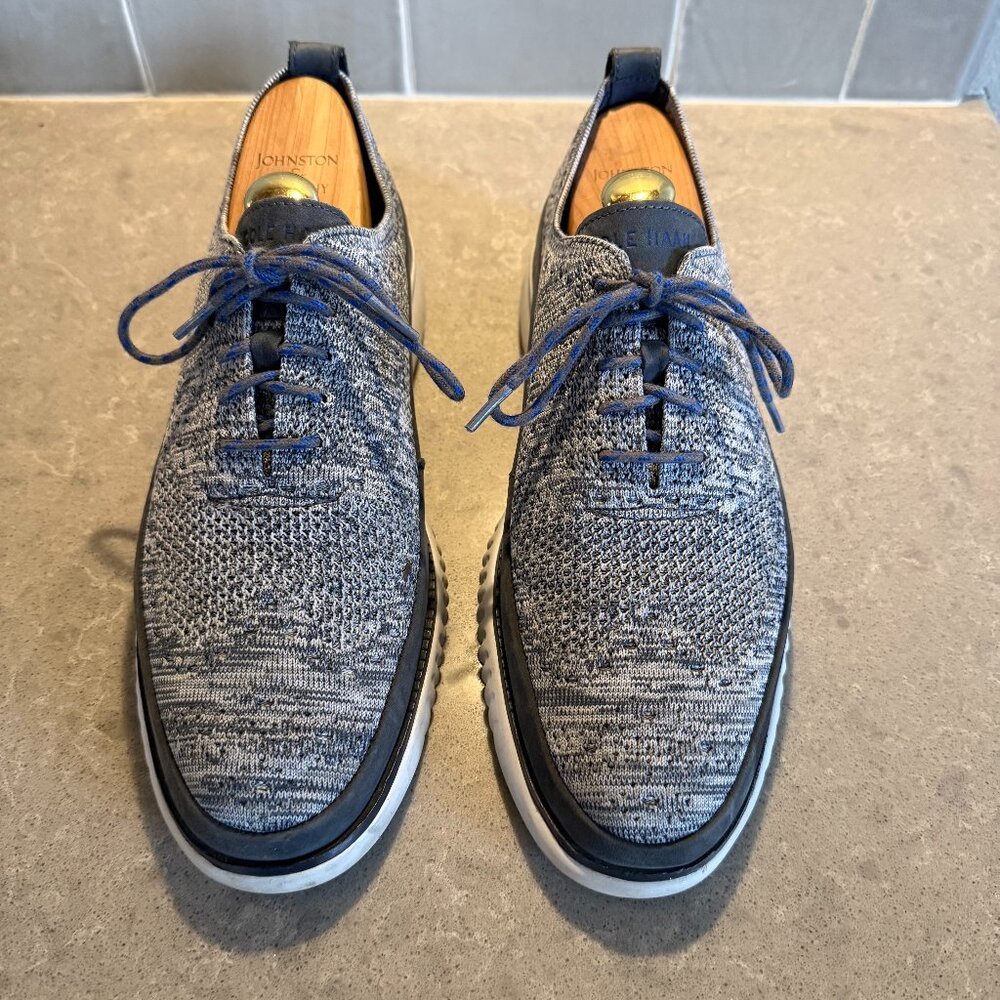 Cole Haan ZERØGRAND Knit Oxford Shoes Blue Gray | Men’s 10.5